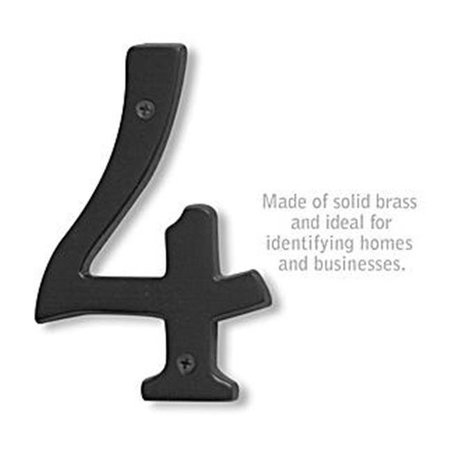 SALSBURY INDUSTRIES SalsburyIndustries 1230BLK-4 6 in. Solid Brass Number; Black - 4 1230BLK-4